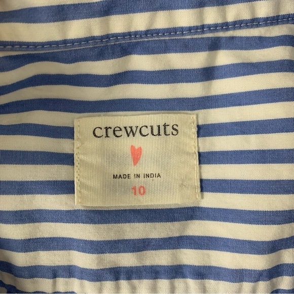J Crew Crewcuts Cropped Button Up Striped Shirt Ruffle Accent Girls 10 - Picture 4 of 11